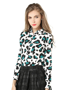 Blouse casual motifs d'animaux imprimé fleuri