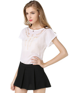 Blouse femme casual unicolore creusé