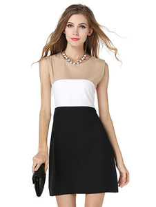 Robe d'été multicolore color-block imprimé fleurie col rond