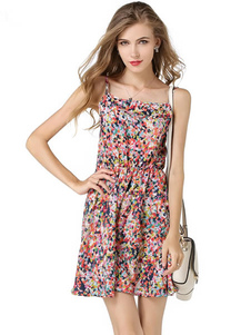 Robe d'été imprimé fleurie à bretelles