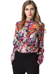 Blouse décontracté multicolore multicolore imprimé fleuri