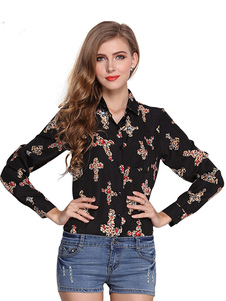 Blouse décontracté avec logo imprimé fleuri