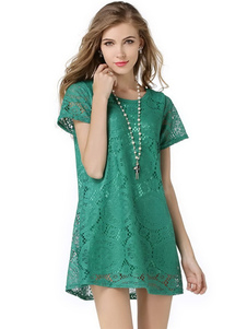 Robe casual à demi-transparence col rond