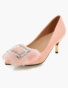 Escarpins à talons prismes talons couverts avec strass