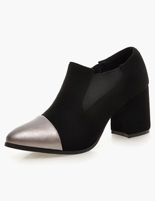 Escarpins à talons épais en flanelle mocassin