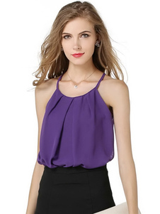 Débardeur féminin sexy unicolore avec lacets à bretelles