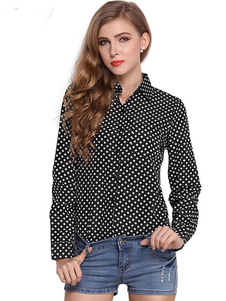 Blouse femme décontracté à pois imprimé fleuri