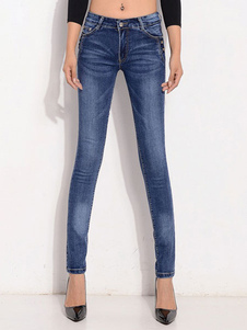 Jean droite en denim bleu