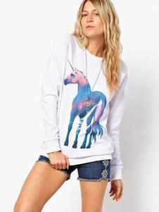 Sweater activewear blanc col rond