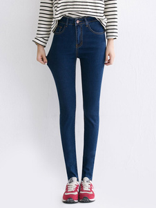 Jean féminin Slim en denim bleu foncé