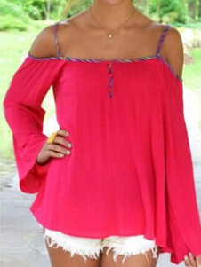 Blouse femme casual avec lacet et croix au dos