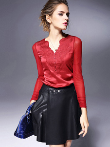 Blouse femme de cellulose avec dentelle