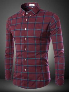 Bourgogne chemise à carreaux Casual pour hommes