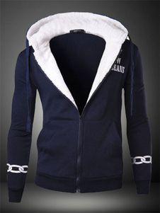 Coton marine foncé Hooded Sweatshirt pour homme