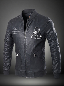 Logos noir PU veste de Moto pour hommes