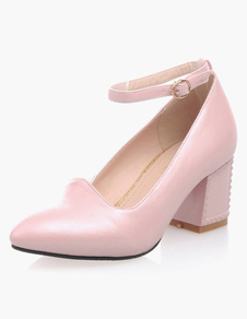 Escarpins à talons épais ruban aux chevilles