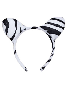 Zebra blanc oreille Hairband synthétique pour les femmes
