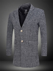 Manteau Plaid coton gris foncé pour les hommes