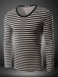 Noir rayures Sweatshirt mélange coton pour hommes