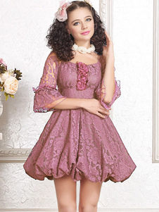 Robe lolita avec fleur Jolie col carré