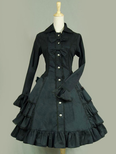 Noir stratifié Polyester Gothic Lolita Robe pour femmes