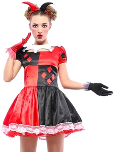 Costume séduisant clown rouge femme