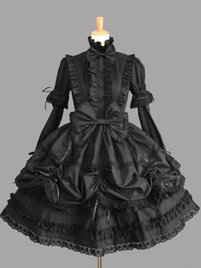 Arcs noir volants coton Lolita Robe pour femmes