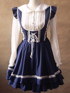 Robe lolita avec noeud et lacets Jolie col à revers