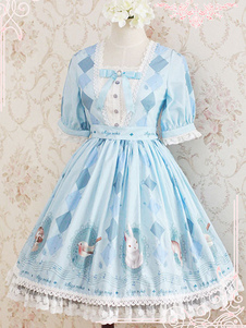 Robe lolita en chiffon avec noeud Jolie col carré