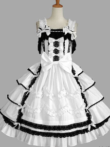 Robe lolita en coton blanche avec noeud Jolie