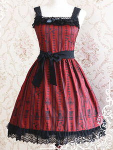 Robe lolita en chiffon bordeaux avec noeud Jolie