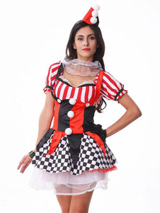 Costume séduisant clown rouge femme