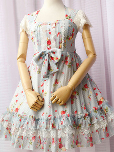 Robe lolita en chiffon bleu claire avec lacets Jolie
