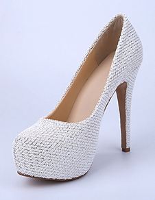 Blanc Textile soirée & nuptiale plates-formes pompes
