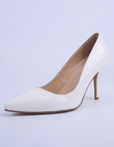 White a souligné Toe Pumps PU pour mariée