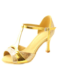 Chaussures de salle de bal Taille Plus or émaillée PU Ballroom Shoes