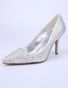 Sac de cuir verni argent cristal Bridal pompes