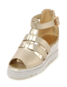Silve PU plate-forme Wedge Sandals pour femme