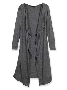 Cardigan féminin gris unicolore plissé ouverture avant