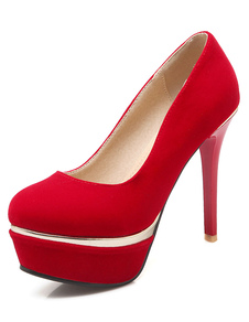 Chaussures de mariage à talons en cuir poncé talons couverts