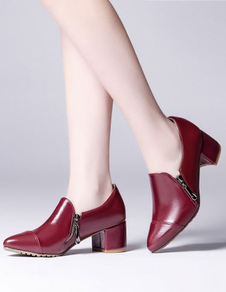 Chaussures à talons épais en PU Zip