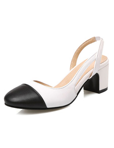 Chaussures à talons épais en PU à talons décolletés