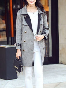 Manteau imperméable rouge unicolore avec poches col à revers