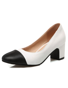 Chaussures à talons épais en PU talons couverts