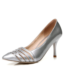 Escarpins à bout pointu et talons aigus en PU talons couverts