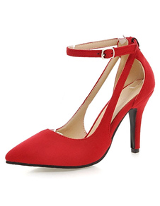 Chaussures à talons en cuir poncé courroie ajustable creusé