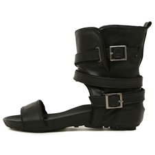 Chaussures plates style européen en PU noires ornement métallique