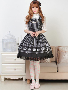 Robe lolita noire avec noeud et noeud Jolie