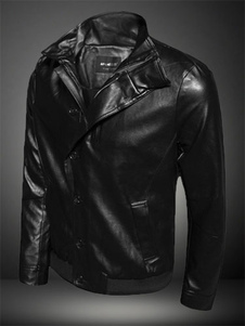 Veste homme en PU noir col à revers
