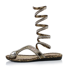 Sandales adorables gladiateur Paillette Talon plat